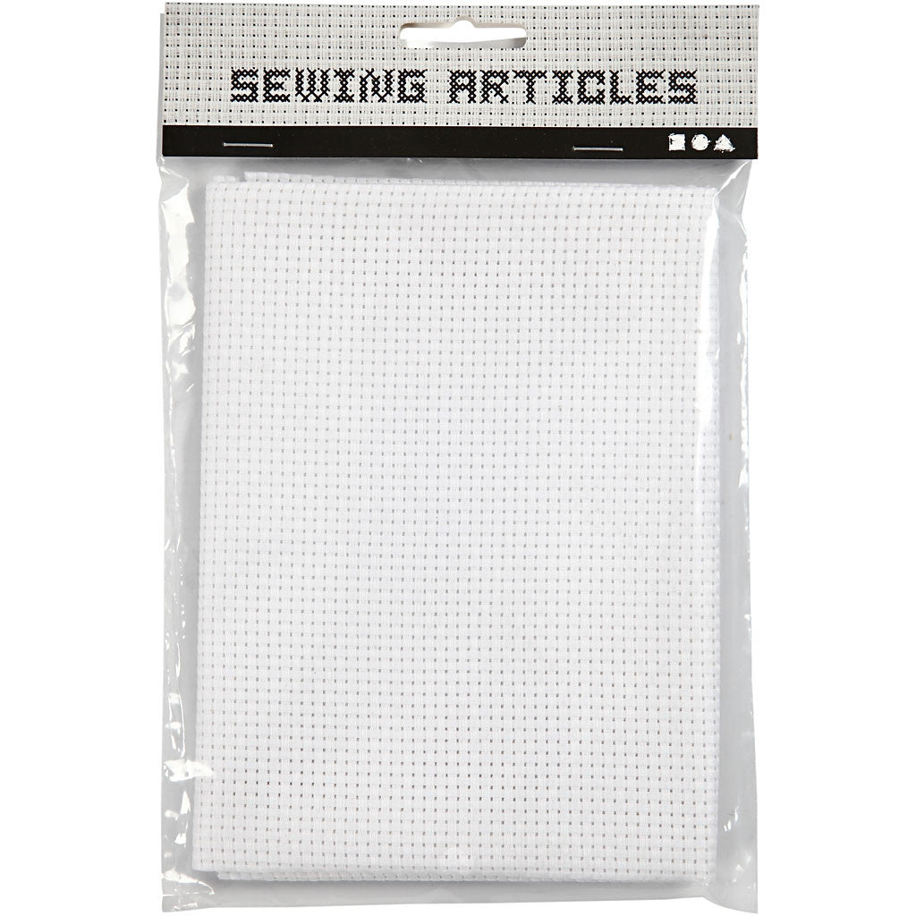 Aida Fabric, size 50x50 cm, 35 squares per 10cm , white, 1 pc [HOB-412622]