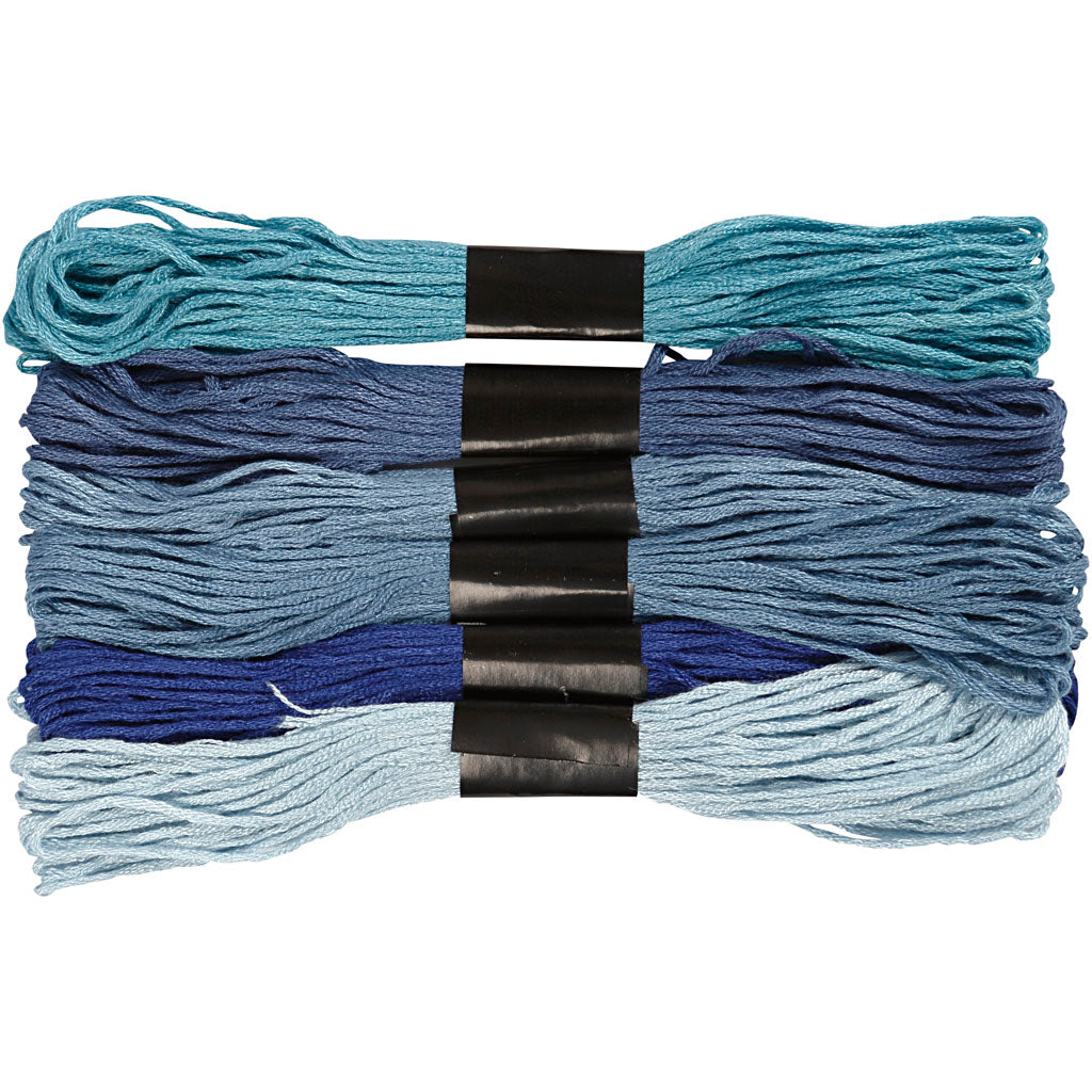 Embroidery Thread, thickness 1 mm, blue harmony, 6 bundle