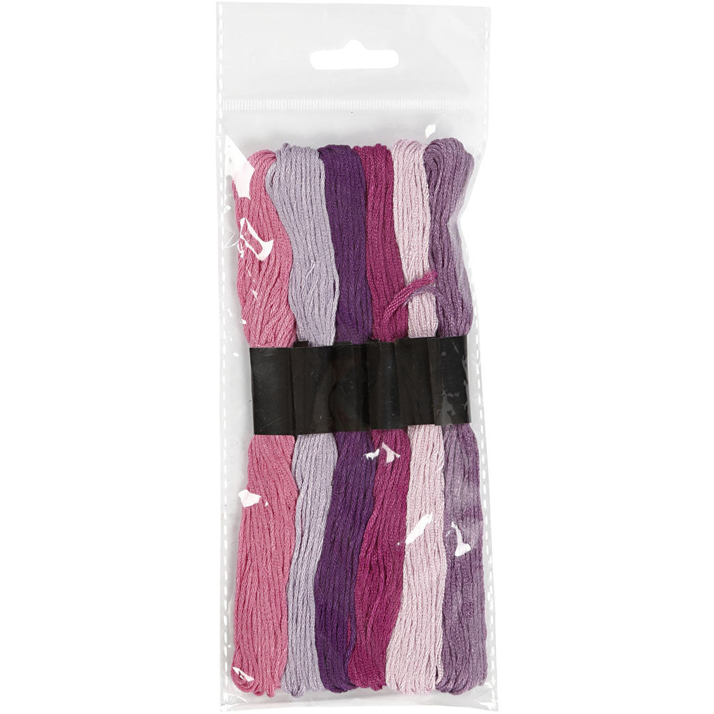 Embroidery Thread, thickness 1 mm, purple, 6 bundle/ 1 pack [HOB-412720]