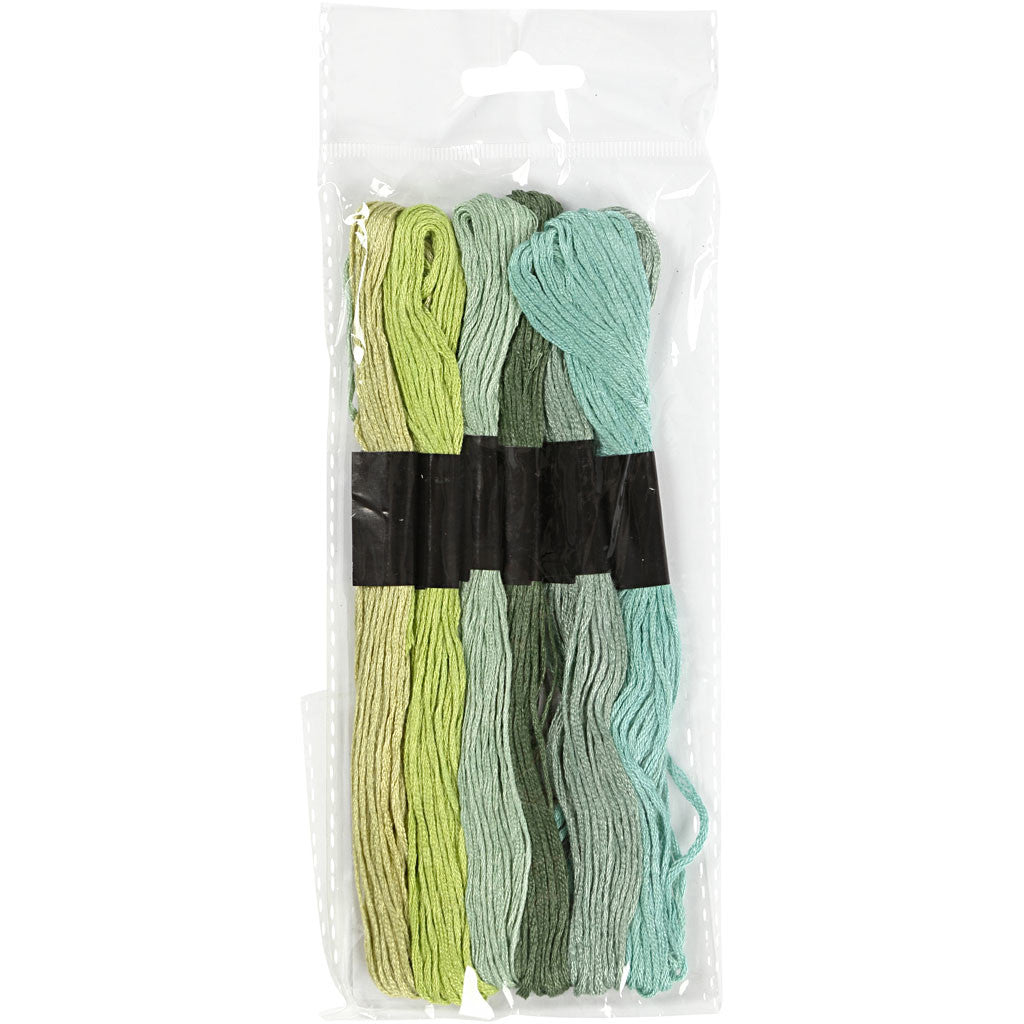 Embroidery Thread, thickness 1 mm, green, 6 bundle/ 1 pack [HOB-412740]