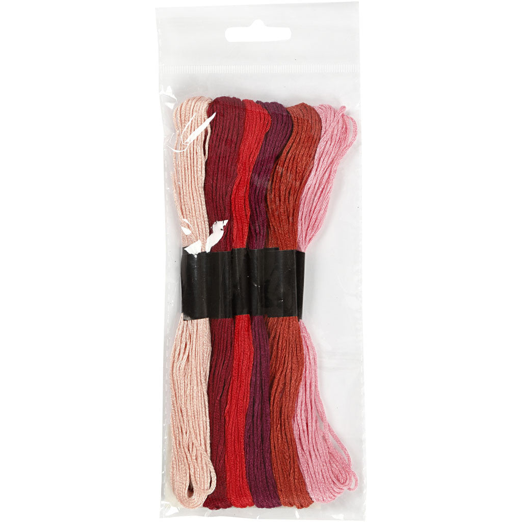 Embroidery Thread, thickness 1 mm, red harmony, 6 bundle/ 1 pack [HOB-412750]