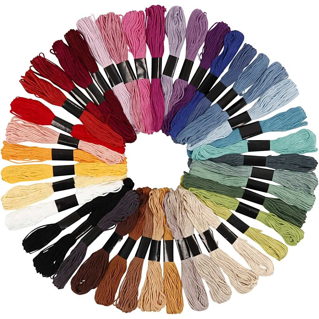 Embroidery Thread, thickness 1 mm, assorted colours, 42 bundle/ 1 pack [HOB-41279]