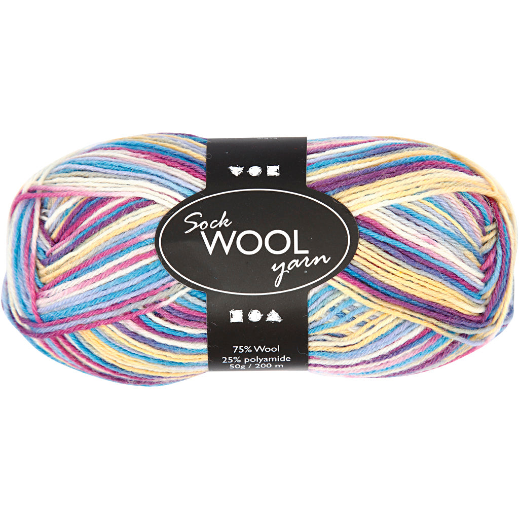 Sock Yarn, L: 200 M, purple/pink harmony, 50 g/ 1 ball