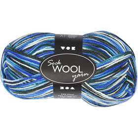 Sock Yarn, L: 200 M, blue/turkis harmony, 50 g/ 1 ball [HOB-41322]