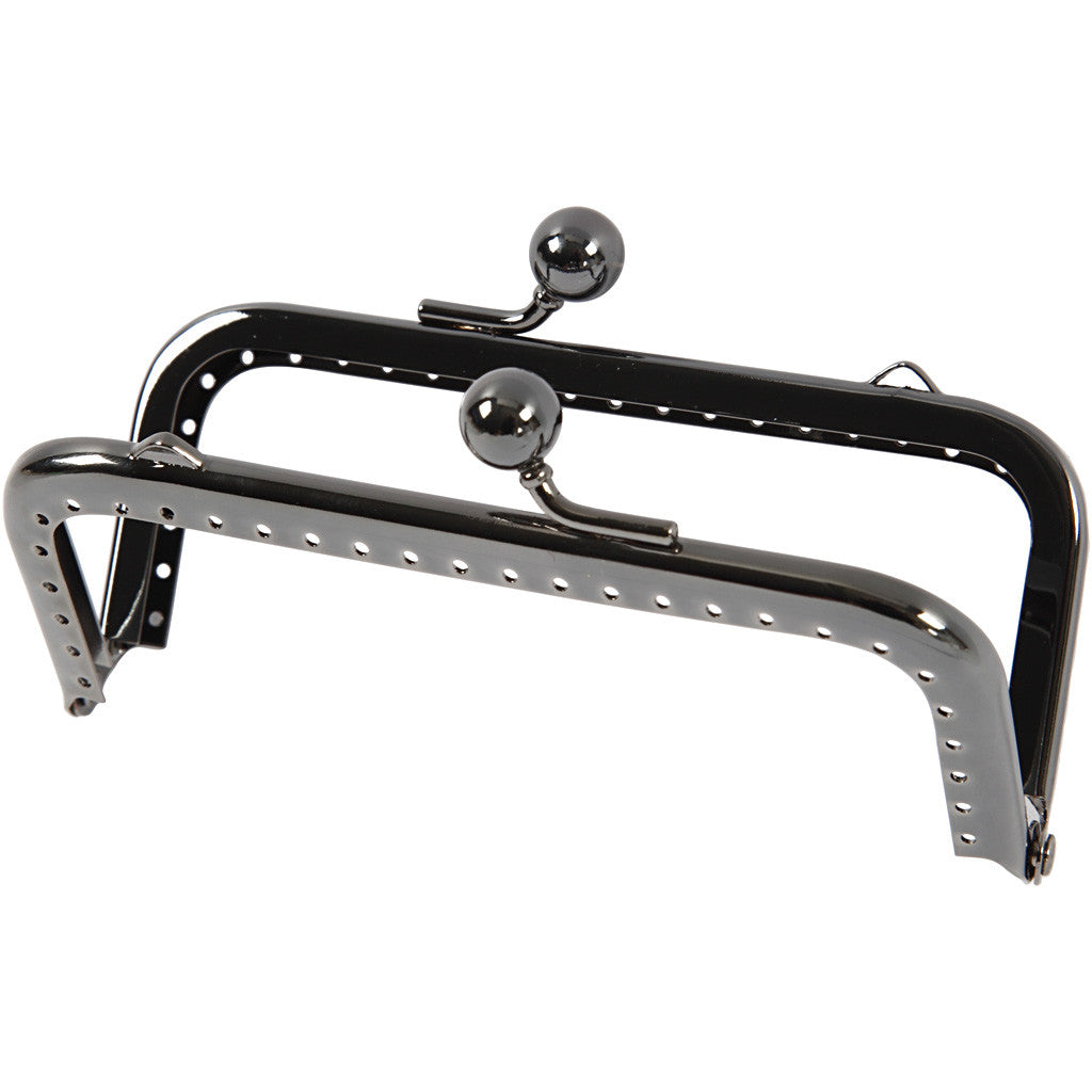 Purse Clasp Kit, size 10 cm, dark grey metallic, 1 pc [HOB-41359]