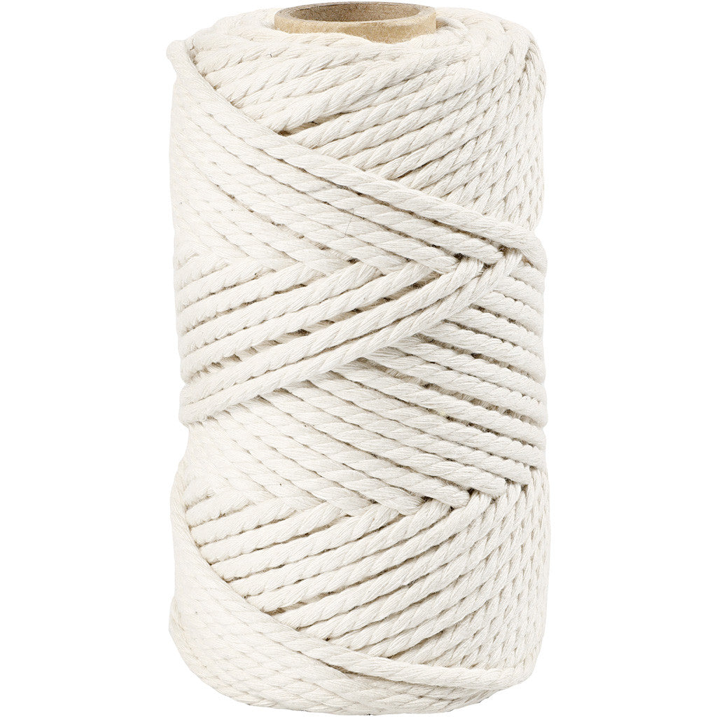 Macramé cord, L: 55 M, dia. 4 mm, off-white, 330 g/ 1 roll [HOB-414750]