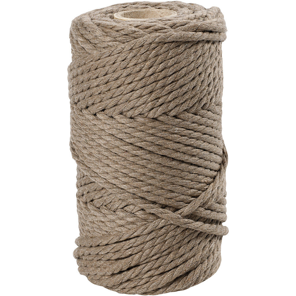 Macramé cord, L: 55 M, dia. 4 mm, light brown, 330 g/ 1 roll [HOB-414751]