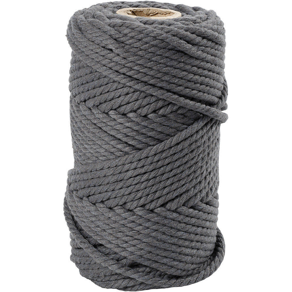 Macramé cord, L: 55 M, dia. 4 mm, grey, 330 g/ 1 roll [HOB-414754]