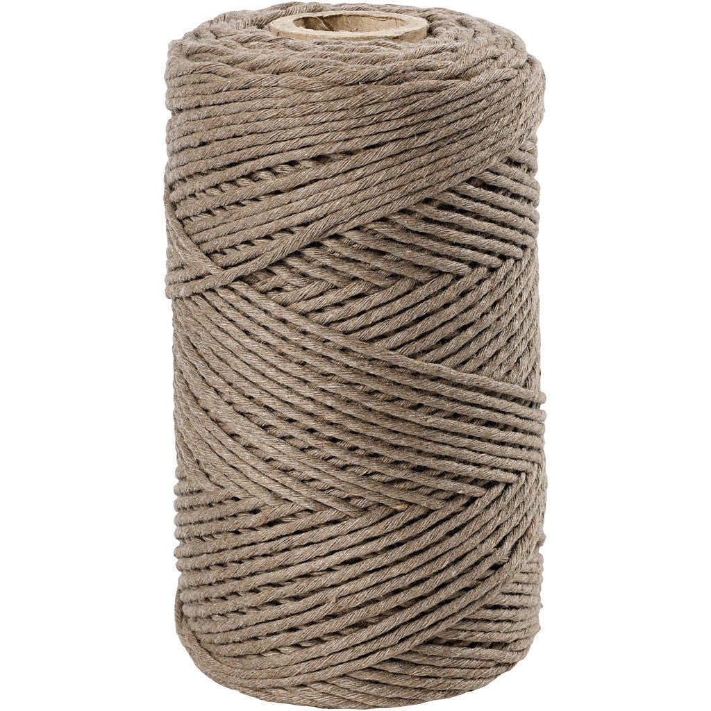 Macramé Cord, L: 198 M, dia. 2 mm, light brown, 330 g/ 1 roll [HOB-414761]