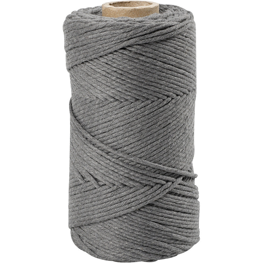 Macramé Cord, L: 198 M, dia. 2 mm, grey, 330 g/ 1 roll [HOB-414764]