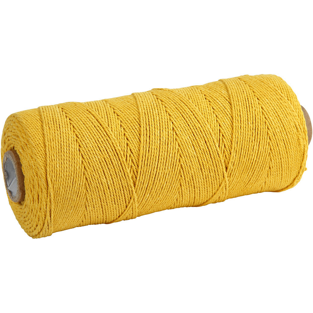 Macramé cord, L: 315 M, thickness 1 mm, Thin quality 12/12, yellow, 220 g/ 1 ball [HOB-41502]