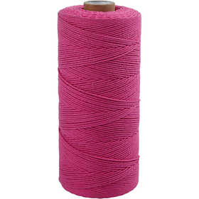 Macramé cord, L: 315 M, thickness 1 mm, Thin quality 12/12, pink, 220 g/ 1 ball [HOB-41508]