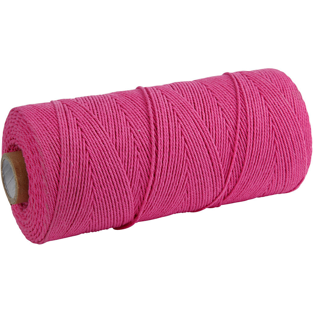 Macramé cord, L: 315 M, thickness 1 mm, Thin quality 12/12, pink, 220 g/ 1 ball [HOB-41508]