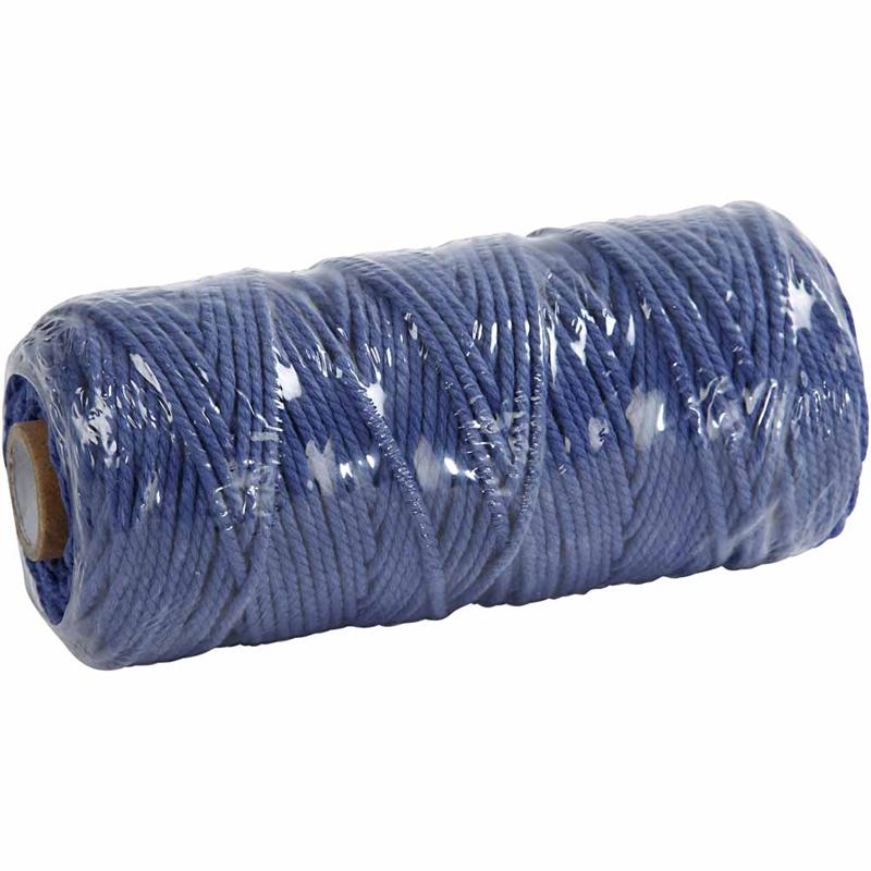 Macramé cord, L: 315 M, thickness 1 mm, Thin quality 12/12, blue, 220 g/ 1 ball [HOB-41512]