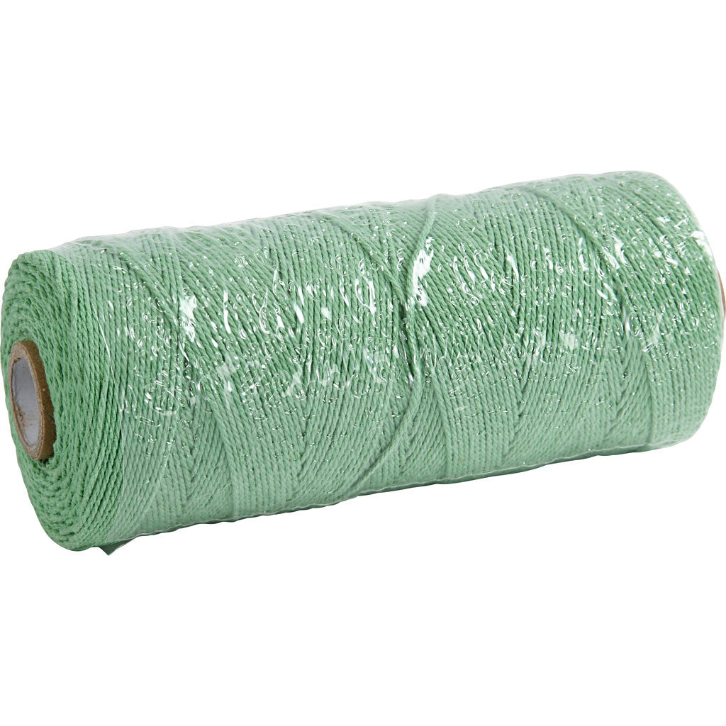 Macramé cord, L: 315 M, thickness 1 mm, Thin quality 12/12, light green, 220 g/ 1 ball [HOB-41514]