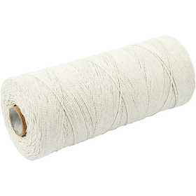 Cotton Twine, L: 700 M, Extra thin quality 12/6, ca. 1 mm, light natural, 250 g/ 1 ball [HOB-41570]