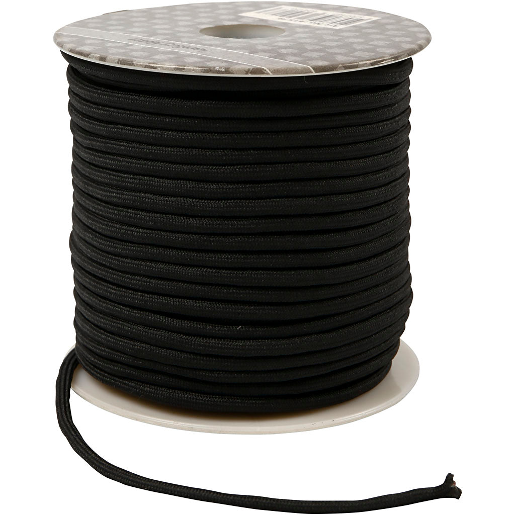 Polyester Cord, thickness 4 mm, black, 40 m/ 1 roll