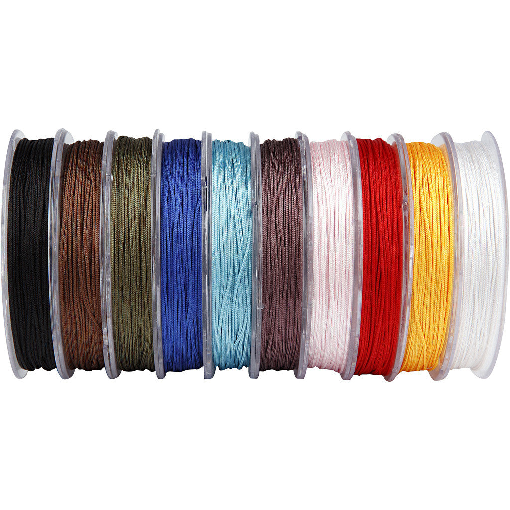 Polyester cord, thickness 1 mm, assorted colours, 10x50 m/ 1 pack [HOB-41583]