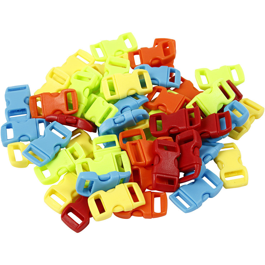 Click Clasp, L: 29 mm, W: 15 mm, hole size 3x11 mm, assorted colours, 100 pc/ 1 pack [HOB-41621]