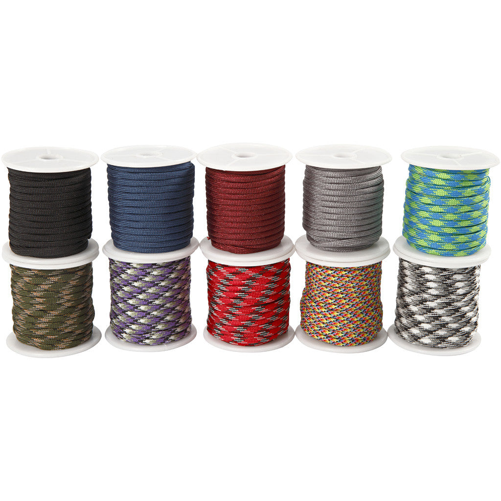 Polyester Cord, W: 5 mm, assorted colours, 10x10 m/ 1 pack [HOB-41652]