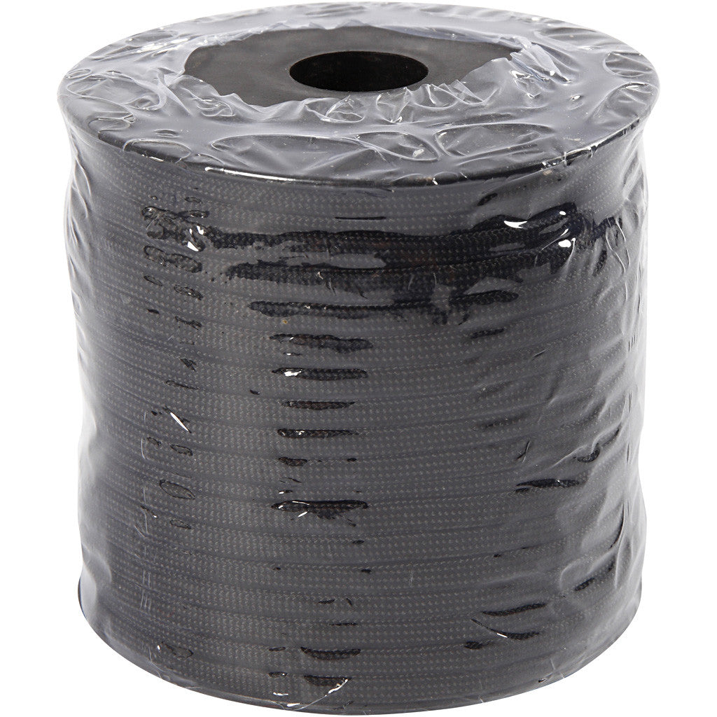 Polyester Cord, W: 5 mm, black, 50 m/ 1 roll [HOB-41653]