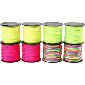 Polyester Cord, thickness 1 mm, neon green, neon pink, neon yellow, neonmix, 8x28 m/ 1 pack [HOB-41724]