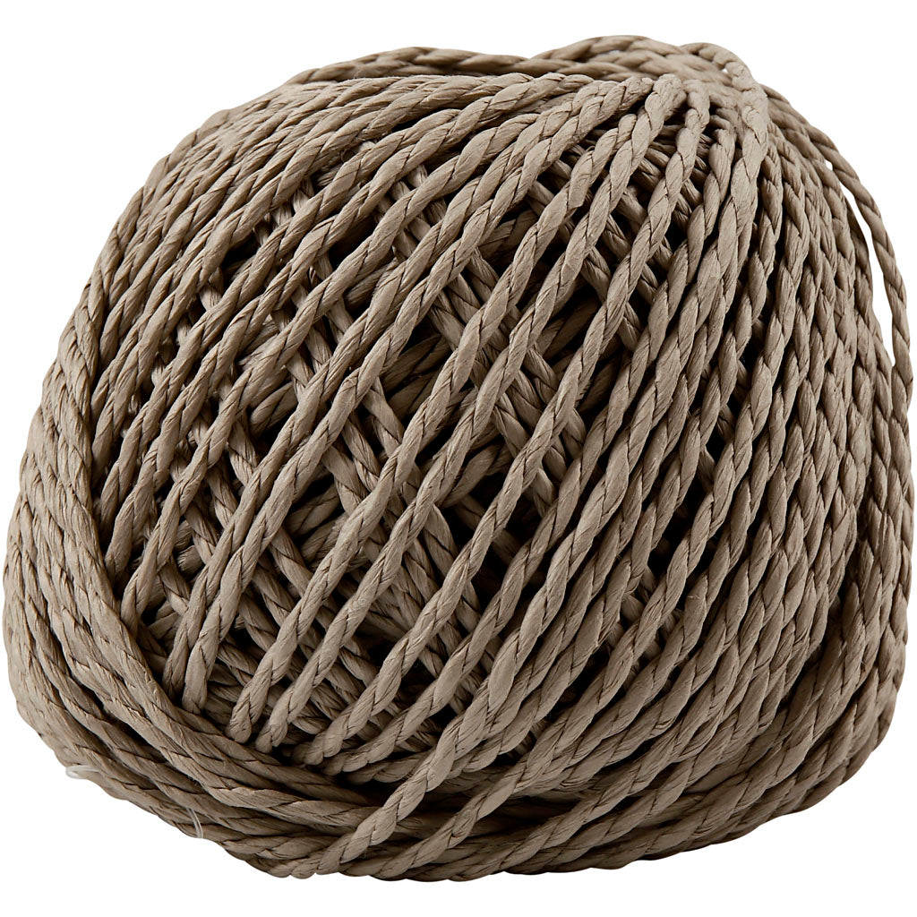 Paper Yarn, thickness 2,5-3 mm, light brown, 150 g, 40 m/ 1 ball