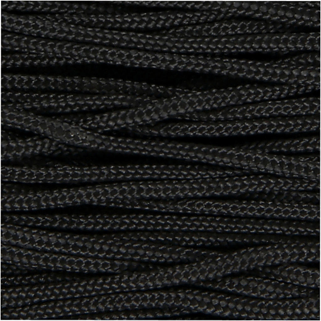 Polyester Cord, thickness 2 mm, black, 8 m/ 1 roll [HOB-41755]