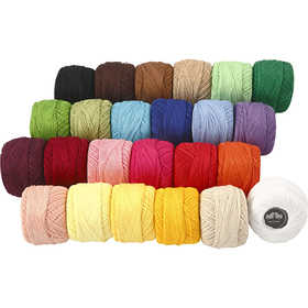 Mercerized Cotton Yarn, assorted colours, 24x20 g/ 1 pack [HOB-42125]