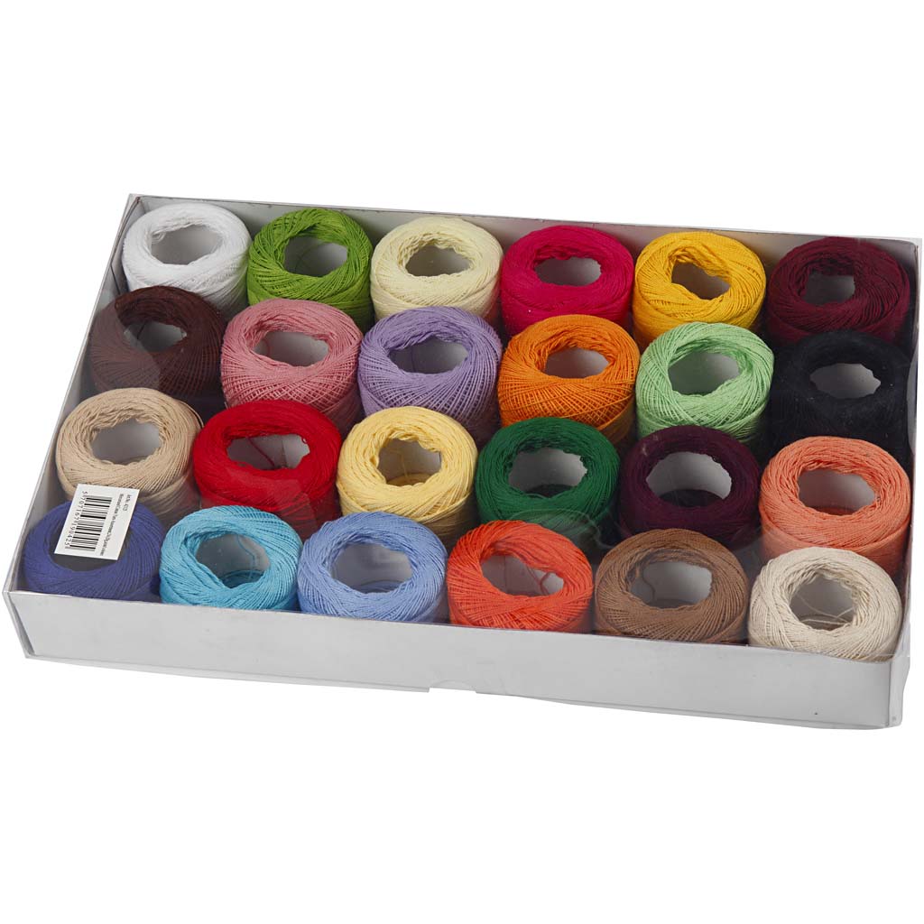 Mercerized Cotton Yarn, assorted colours, 24x20 g/ 1 pack [HOB-42125]