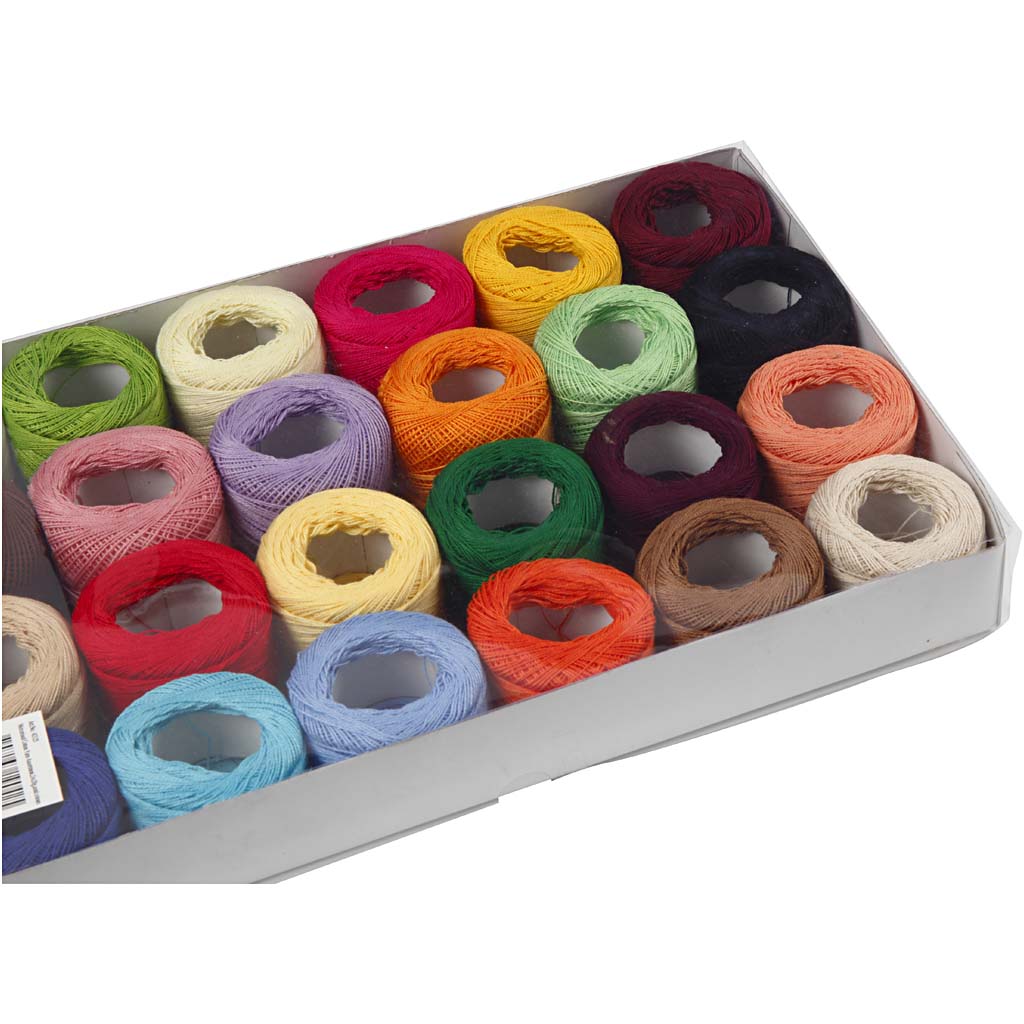 Mercerized Cotton Yarn, assorted colours, 24x20 g/ 1 pack [HOB-42125]
