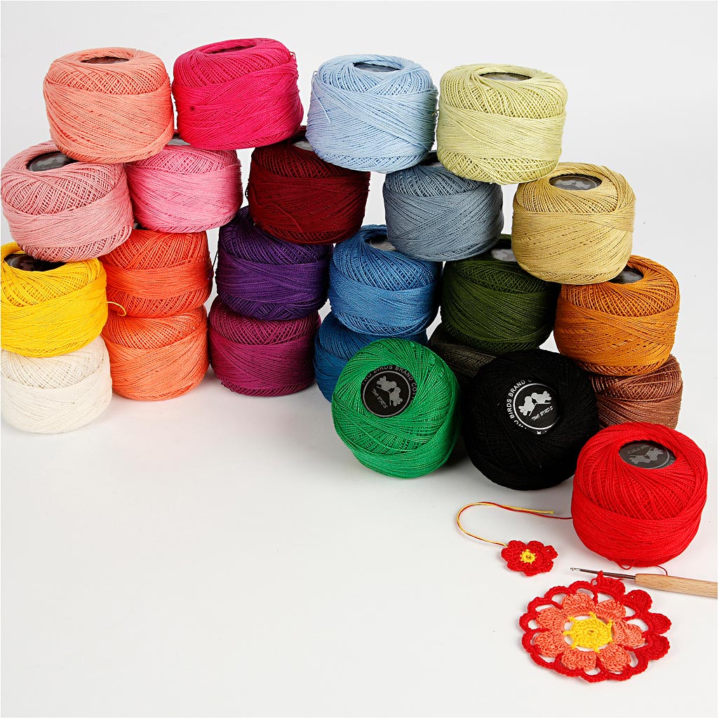 Mercerized Cotton Yarn, assorted colours, 24x20 g/ 1 pack [HOB-42125]
