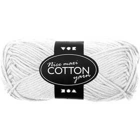 Cotton Yarn, no. 8/8, L: 80-85 M, size maxi, white, 50 g/ 1 ball [HOB-421310]
