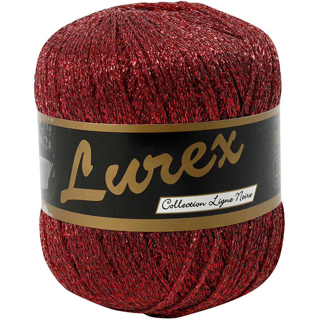 Lurex Yarn, L: 160 M, red, 25 g/ 1 ball [HOB-421471]