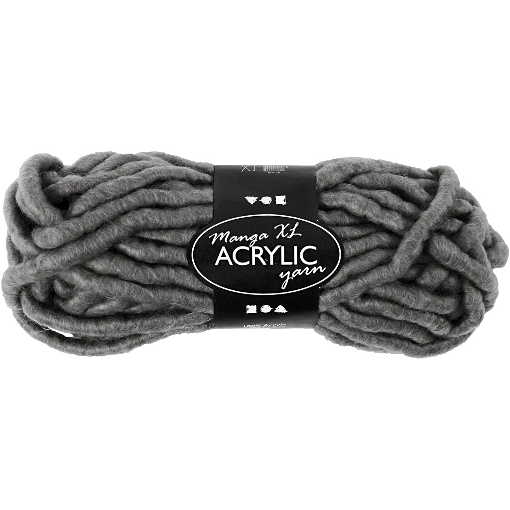 Chunky Yarn of Acrylic, L: 17 M, size manga, grey, 200 g/ 1 ball