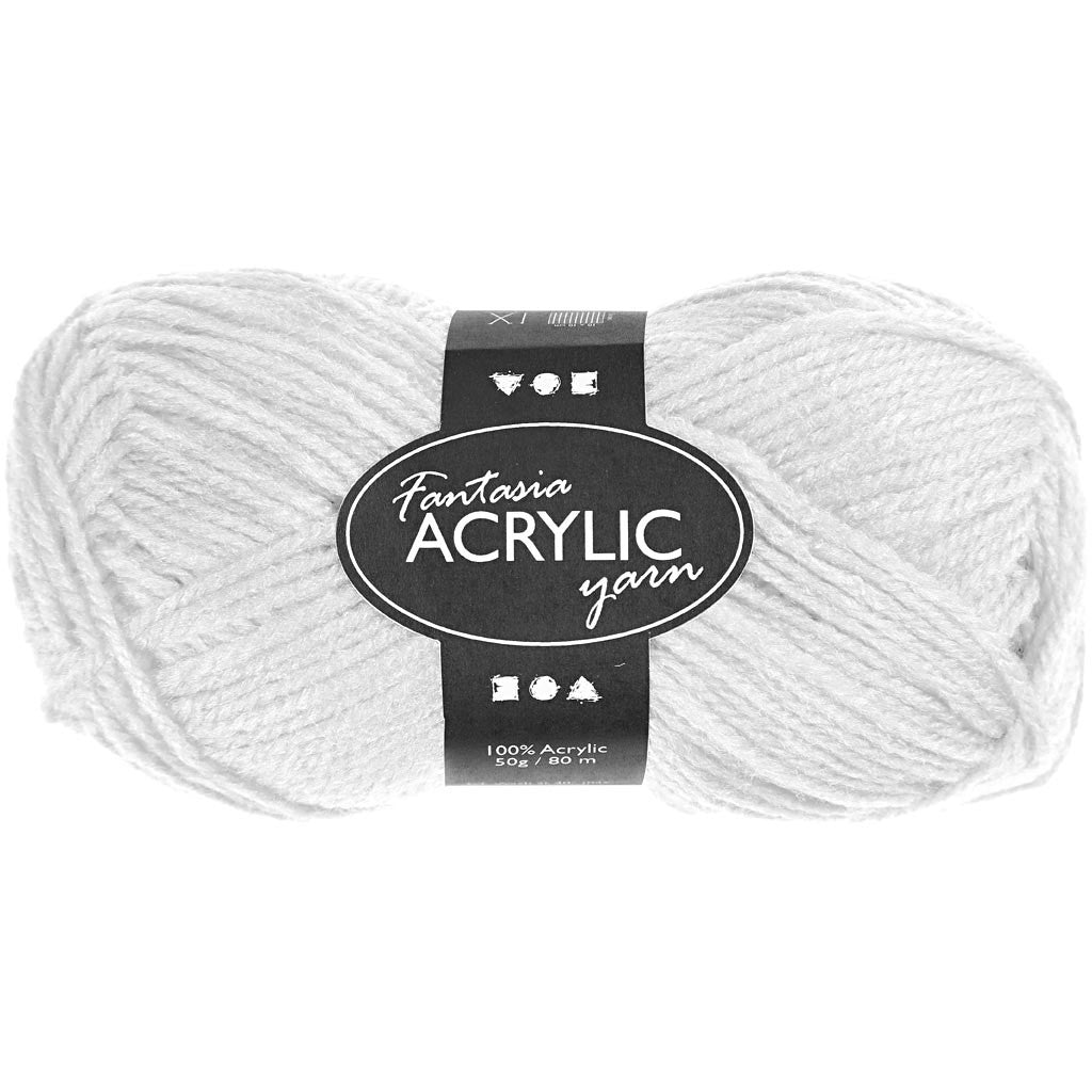 Fantasia Acrylic Yarn, L: 80 M, white, 50 g/ 1 ball [HOB-421710]