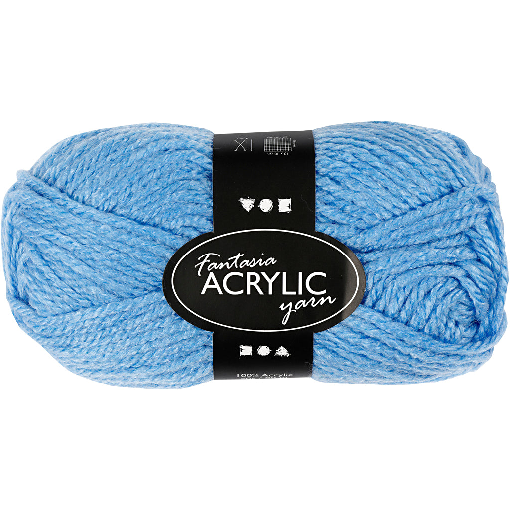 Fantasia Acrylic Yarn, L: 80 M, blue, 50 g/ 1 ball