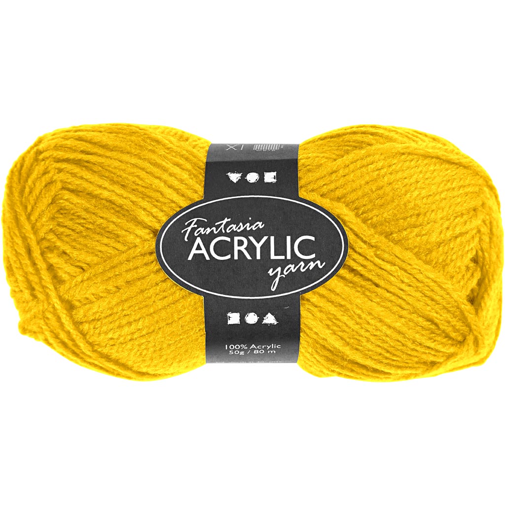 Fantasia Acrylic Yarn, L: 80 M, yellow, 50 g/ 1 ball [HOB-421790]