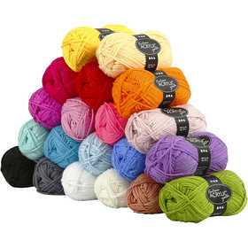 Fantasia Acrylic Yarn, L: 80 M, assorted colours, 20x50 g/ 1 pack [HOB-42181]