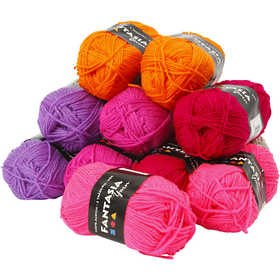 Fantasia Acrylic Yarn, L: 80 M, assorted colours, 10x50 g/ 1 pack [HOB-42184]
