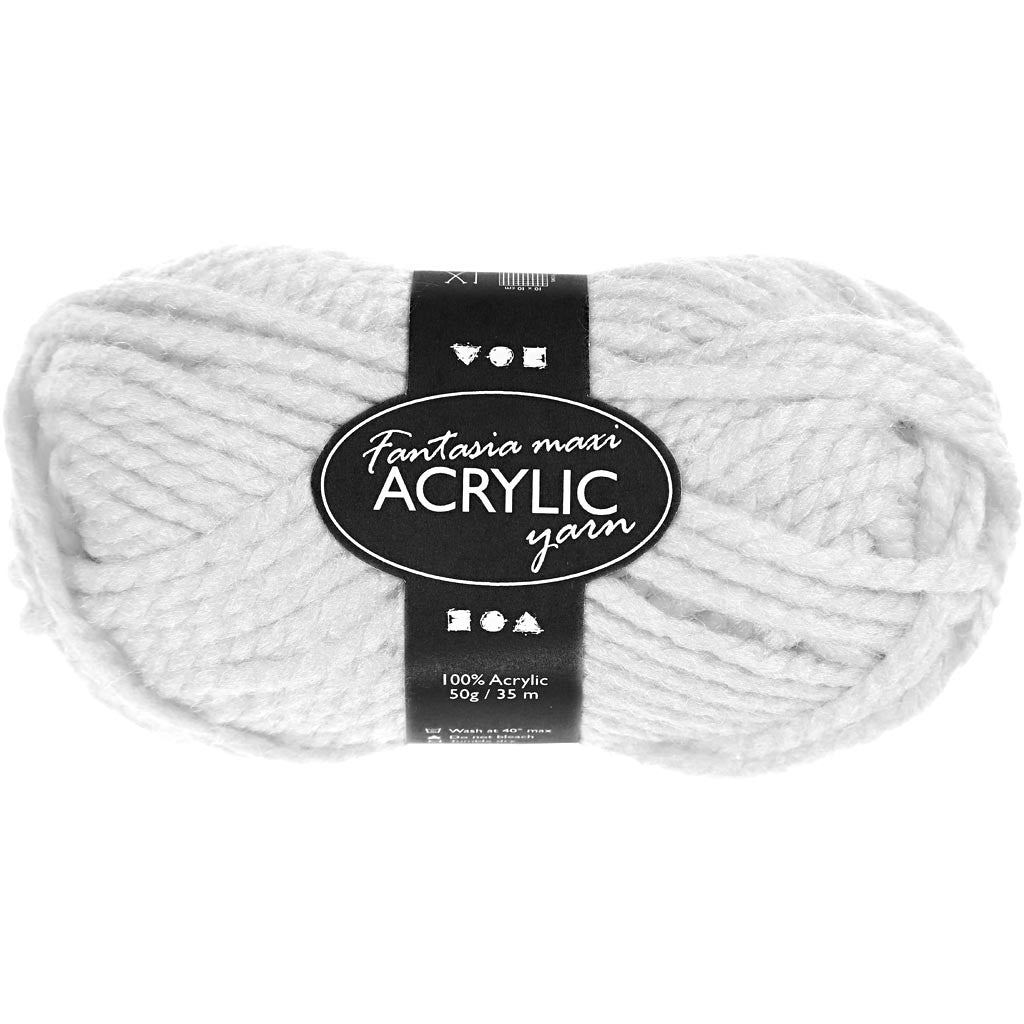 Fantasia Acrylic Yarn, L: 35 M, Maxi, white, 50 g/ 1 ball [HOB-421867]