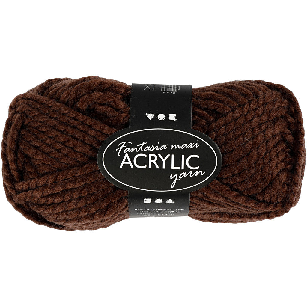 Fantasia Acrylic Yarn, L: 35 M, Maxi, brown, 50 g/ 1 ball