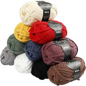 Cotton Tube Yarn, L: 45 M, Colour may vary , assorted colours, 10x100 g/ 1 pack [HOB-425000]