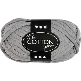 Cotton Tube Yarn, L: 45 M, needle 10-12, grey, 100 g/ 1 ball [HOB-42508]