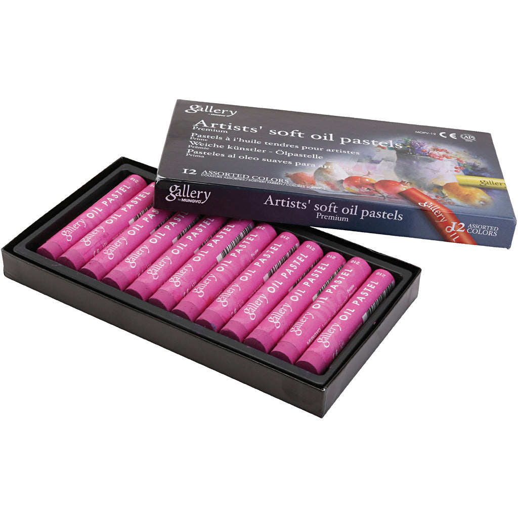 Gallery Oil Pastel, L: 7 cm, dia. 11 mm, thickness 11 mm, purple, 12 pc