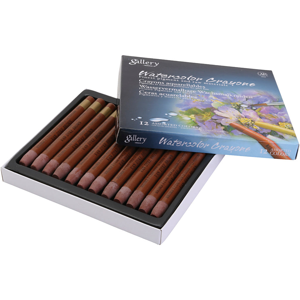 Watercolor Crayons, brown, 12 pc