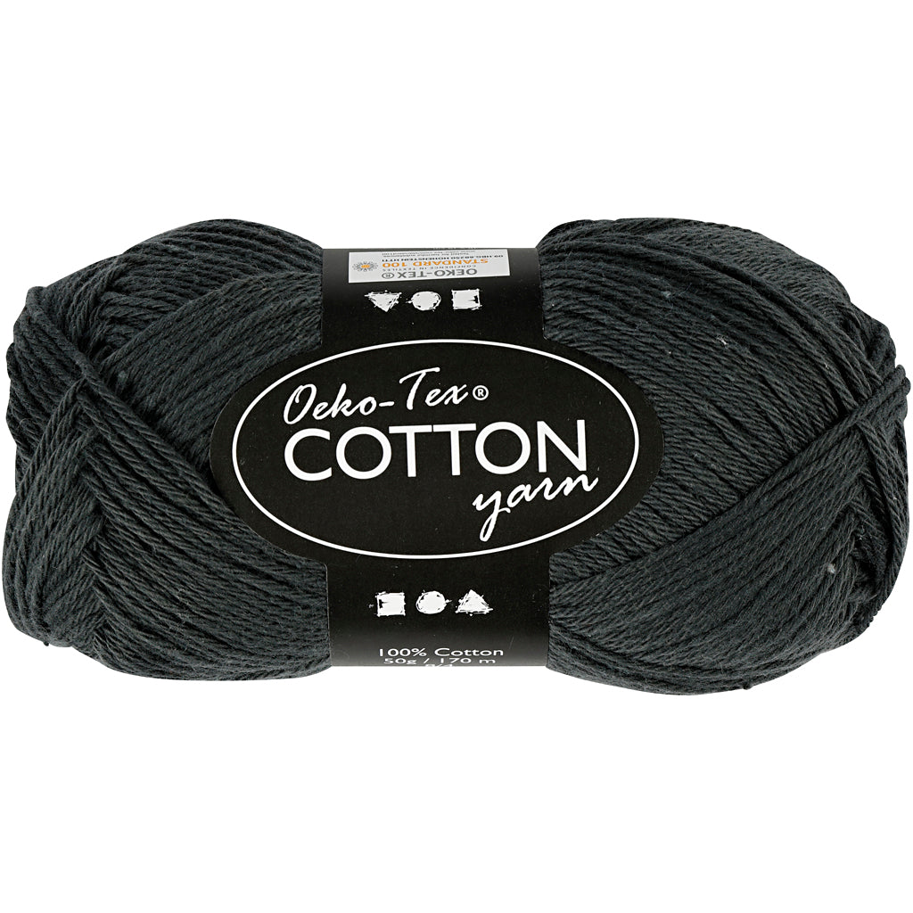 Cotton Yarn, no. 8/4, L: 170 M, needle 3-3,5, anthracite grey, 50 g/ 1 ball