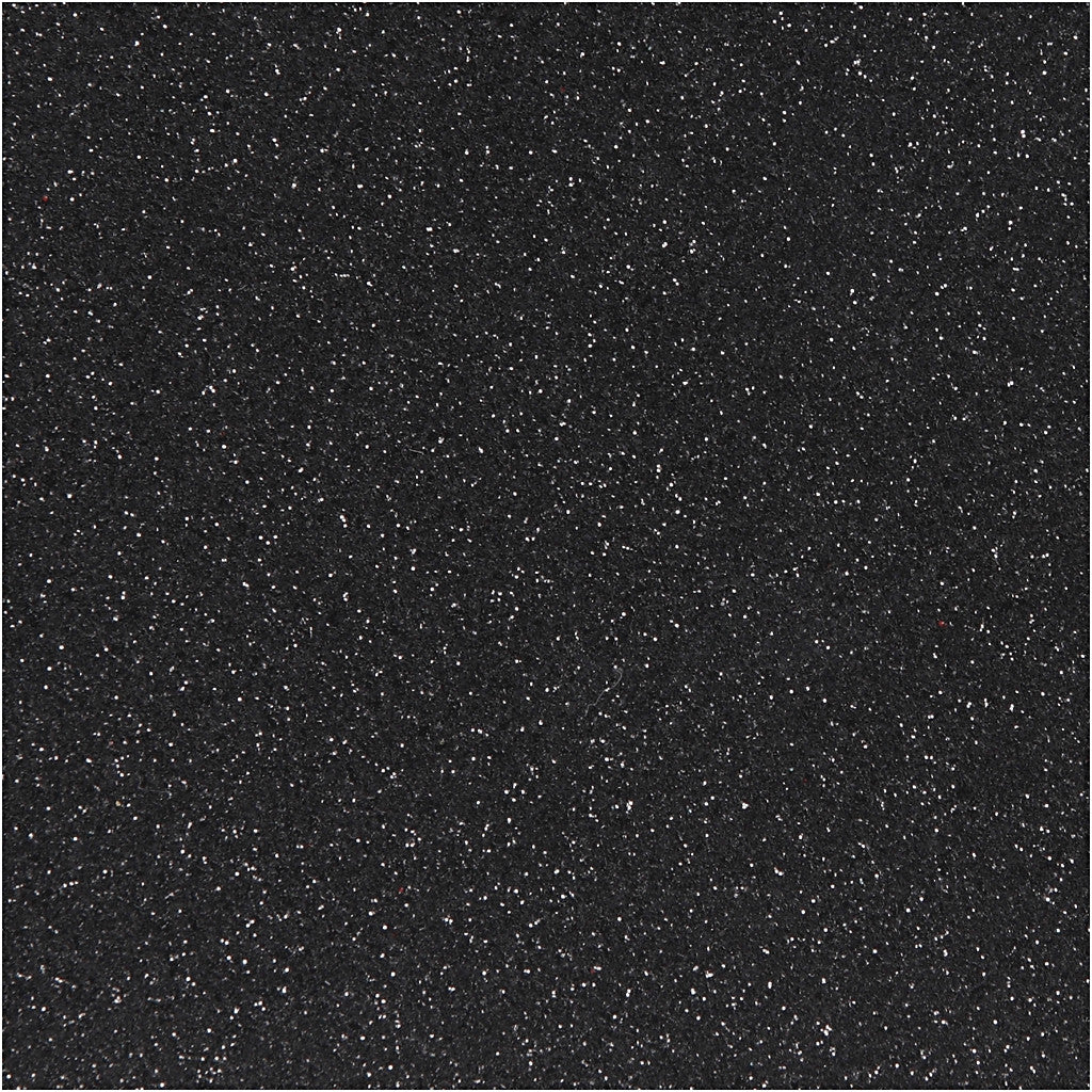 Iron On Foil, A5, sheet 148x210 mm, glitter, black, 1 sheet [HOB-44329]