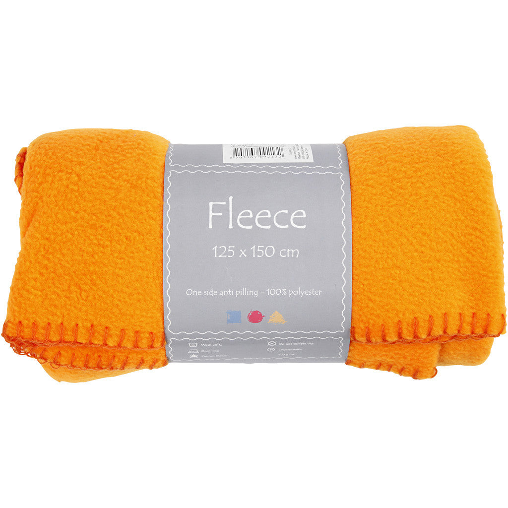 Fleece, L: 125 cm, W: 150 cm, 200 g, orange, 1 pc [HOB-44623]