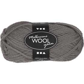 Melbourne Wool Yarn, L: 92 M, grey, 50 g/ 1 ball [HOB-44701]
